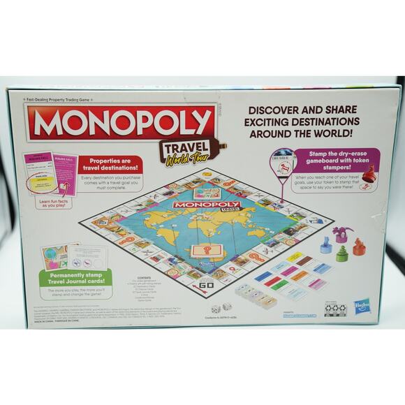 Monopoly Travel World Tour Board Game Hasbro New Sealed Minor Box Wear - Picture 2 of 3